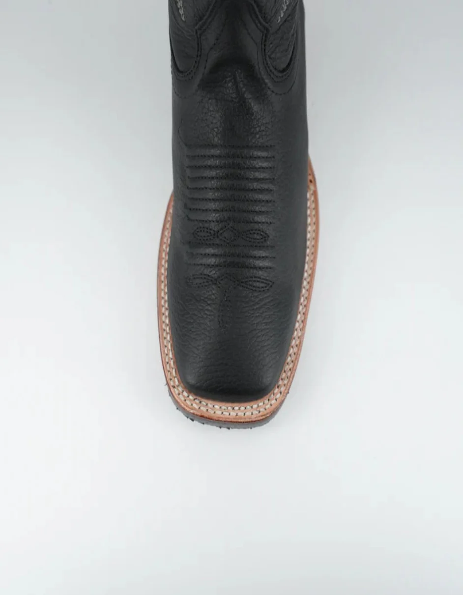 Los Altos Men's Grisly Black Wide Square Toe Rubber Sole Boot - Image 5