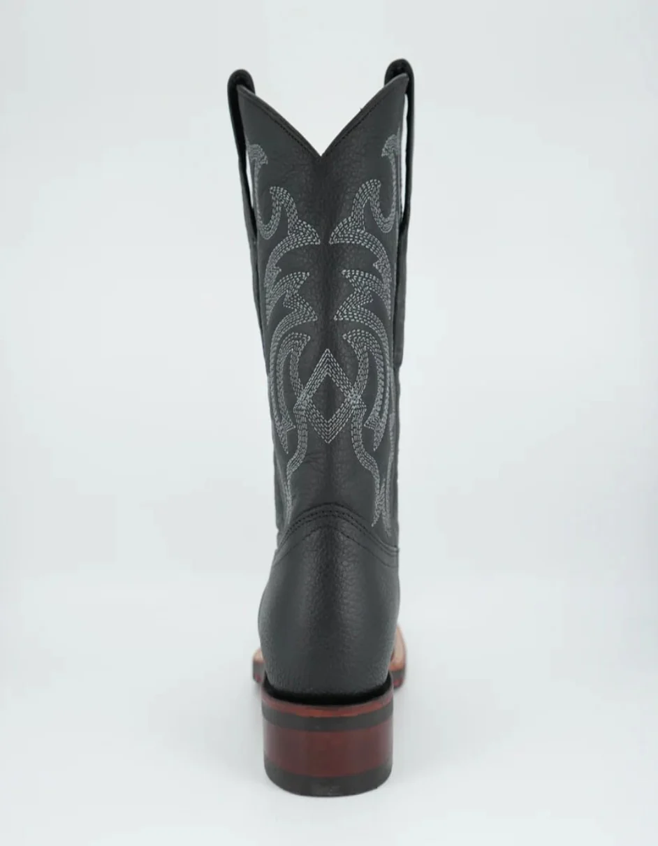 Los Altos Men's Grisly Black Wide Square Toe Rubber Sole Boot - Image 6