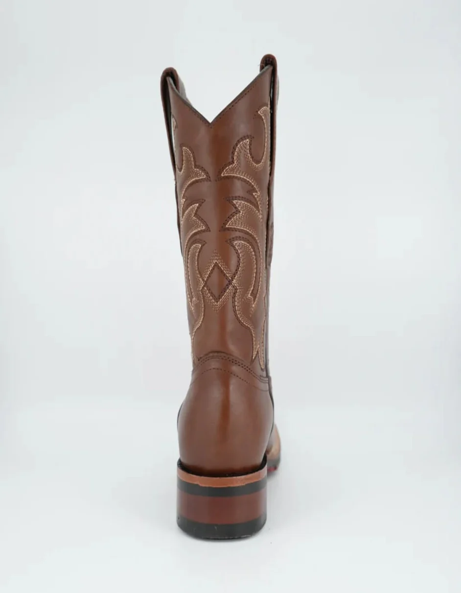 Los Altos Men's Leather Brown Wide Square Toe Rubber Sole Boot - Image 4