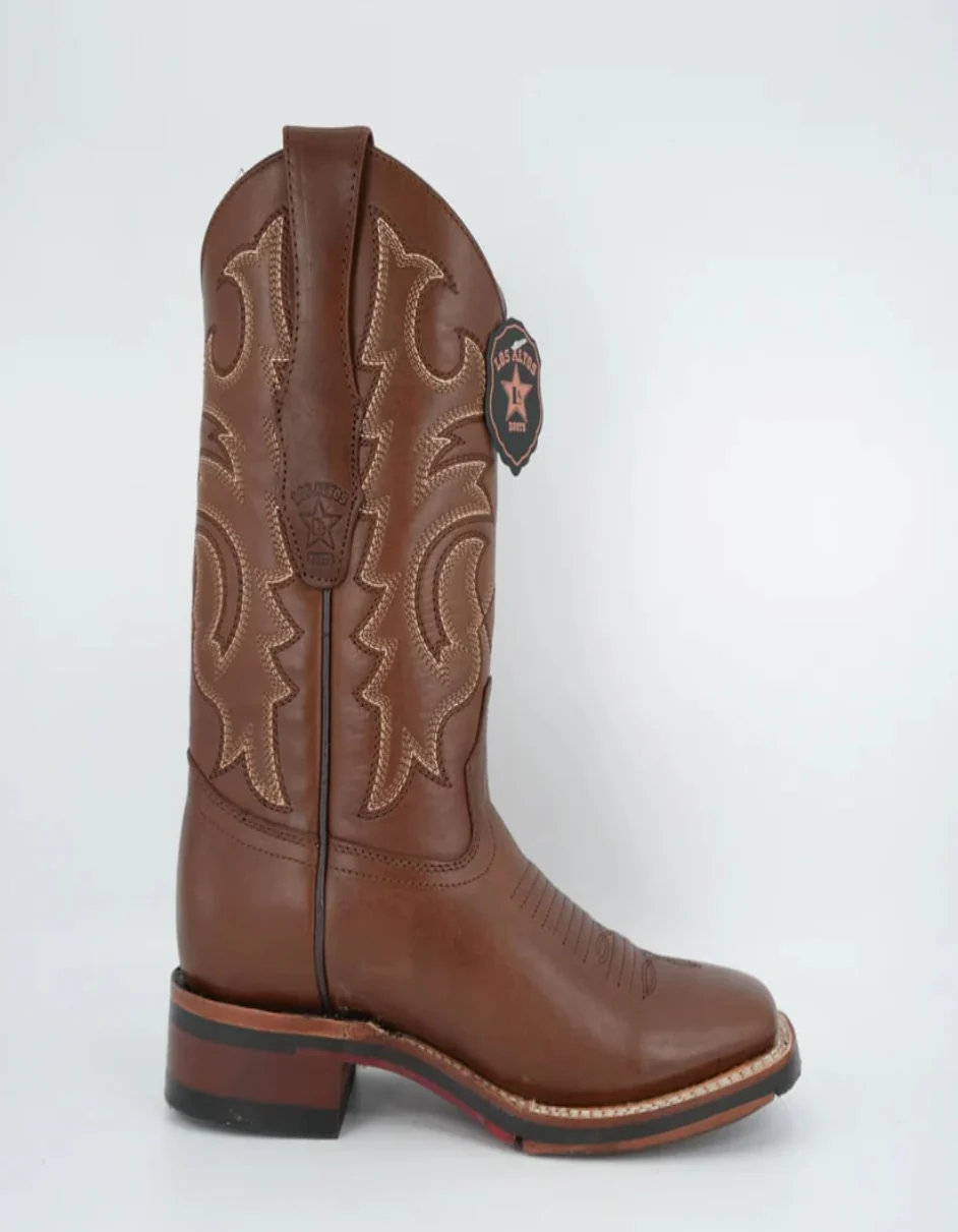 Los Altos Men's Leather Brown Wide Square Toe Rubber Sole Boot - Image 5