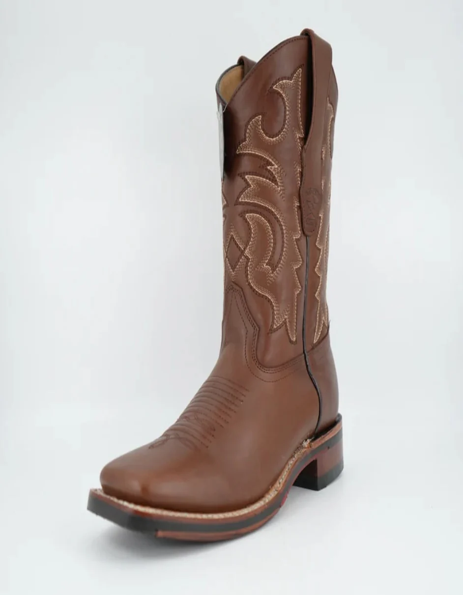 Los Altos Men's Leather Brown Wide Square Toe Rubber Sole Boot - Image 6