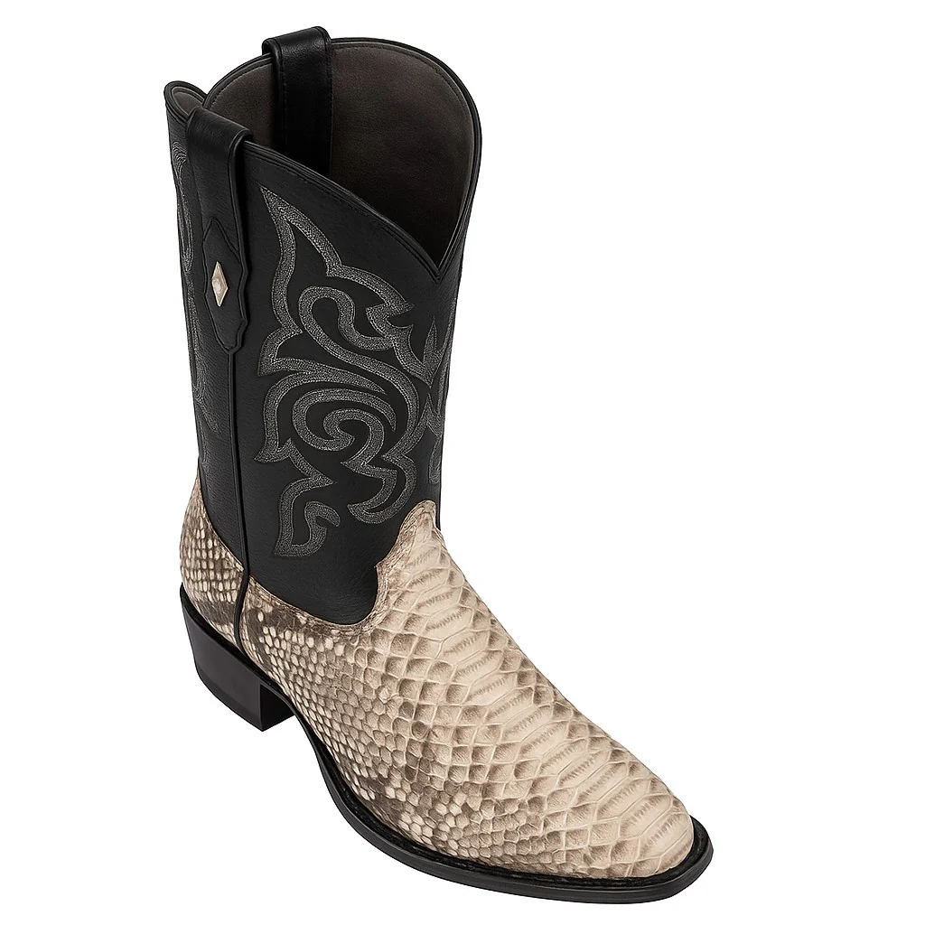 Los Altos Men's Natural Python Snakeskin Boots - Image 2