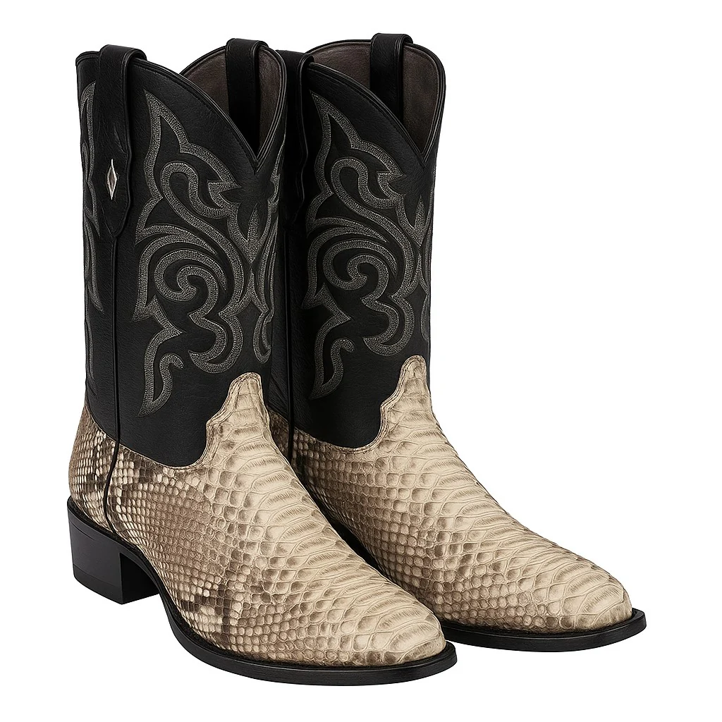 Los Altos Men's Natural Python Snakeskin Boots - Image 3