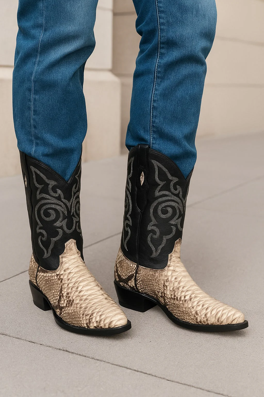 Los Altos Men's Natural Python Snakeskin Boots - Image 5
