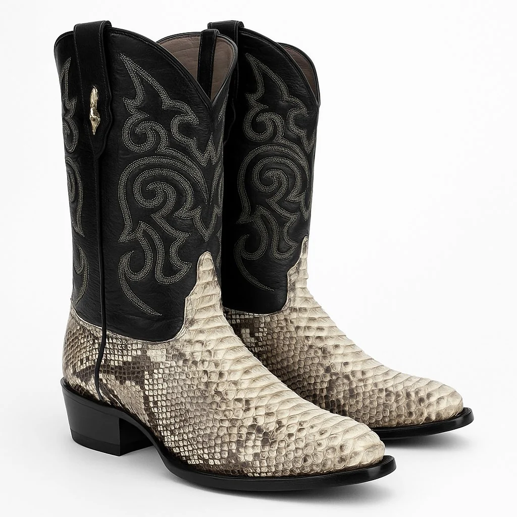 Los Altos Men's Natural Python Snakeskin Boots - Image 6