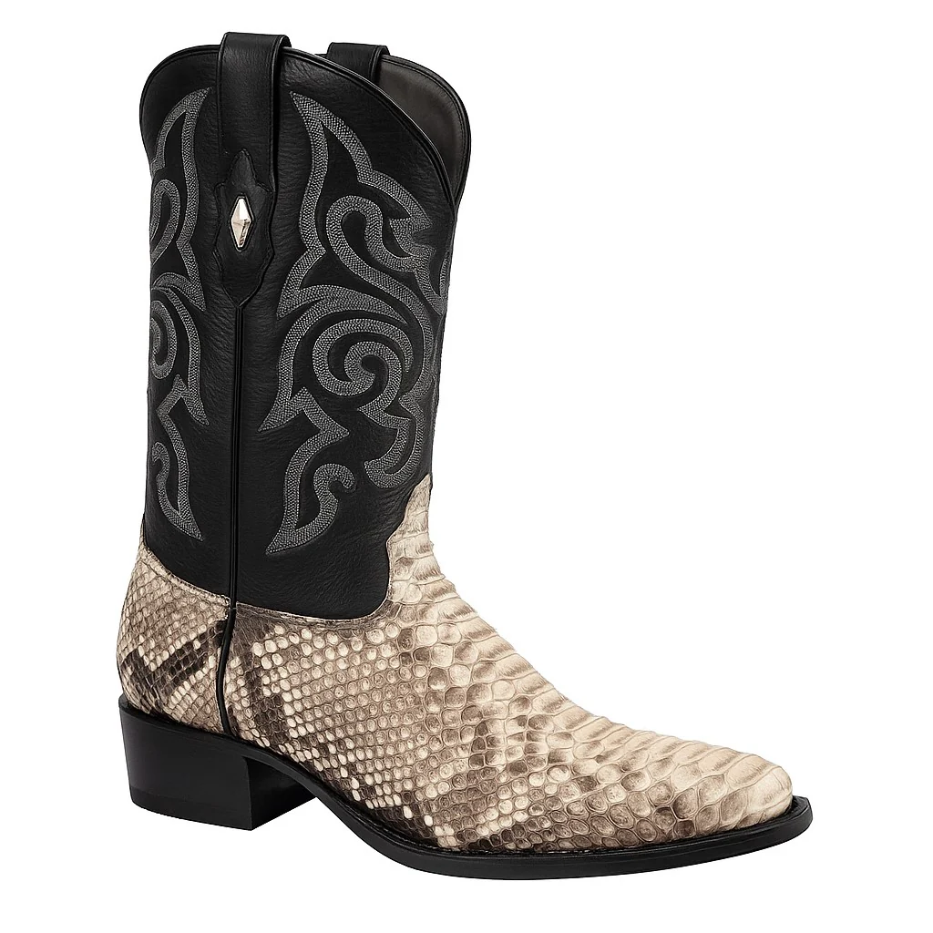 Los Altos Men's Natural Python Snakeskin Boots - Image 7