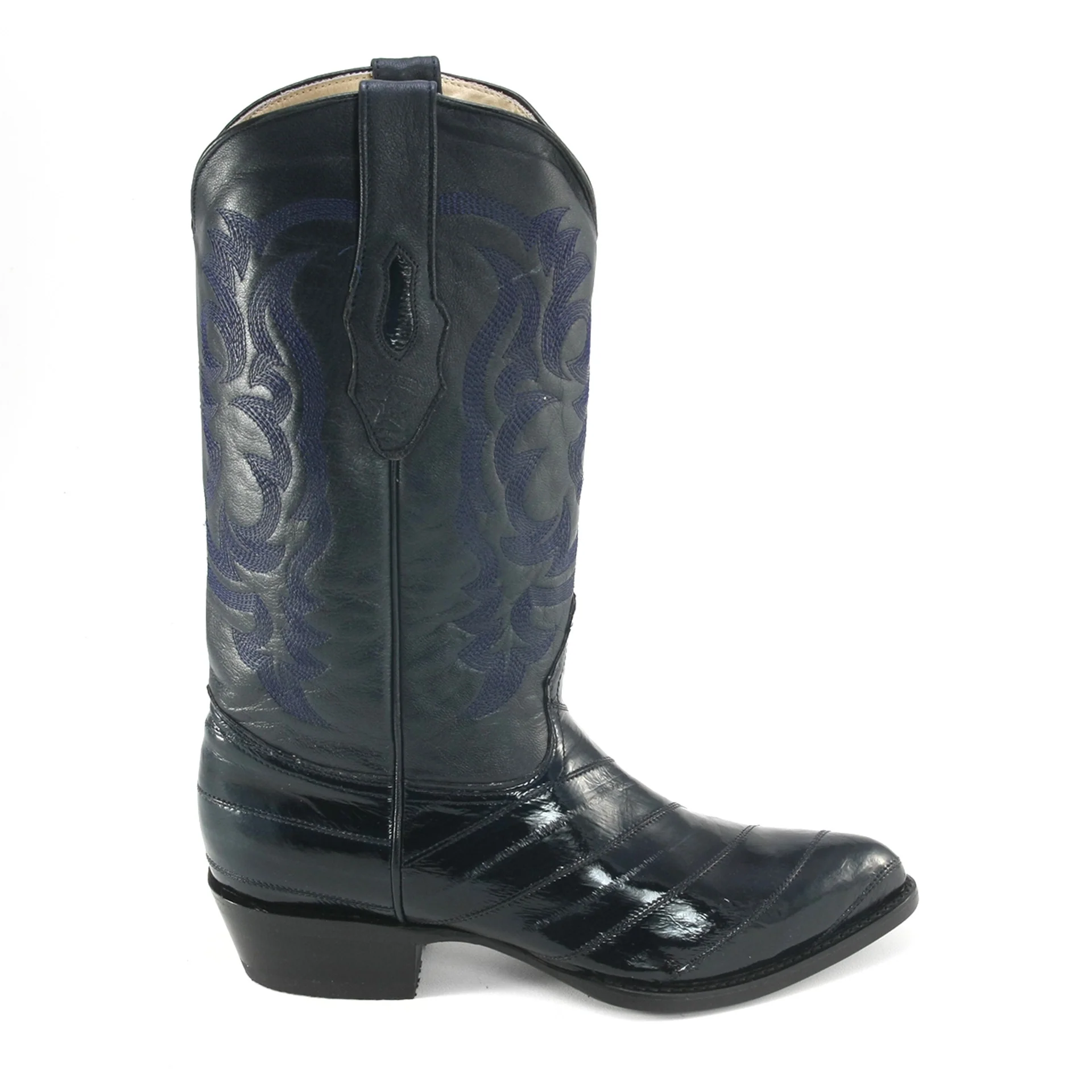 Los Altos Men's Navy Blue Eel Skin J Toe Boots - Image 3