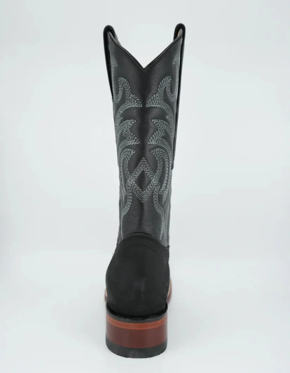 Los Altos Men's Nobuck Black Wide Square Toe Boot - Image 3