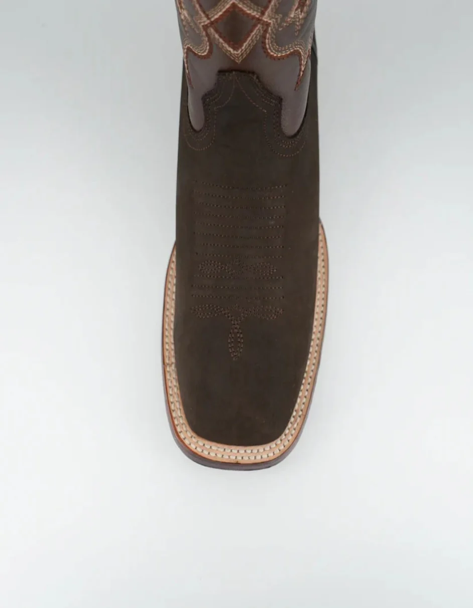 Los Altos Men's Nobuck Dark Tobacco Wide Square Toe Boot - Image 2