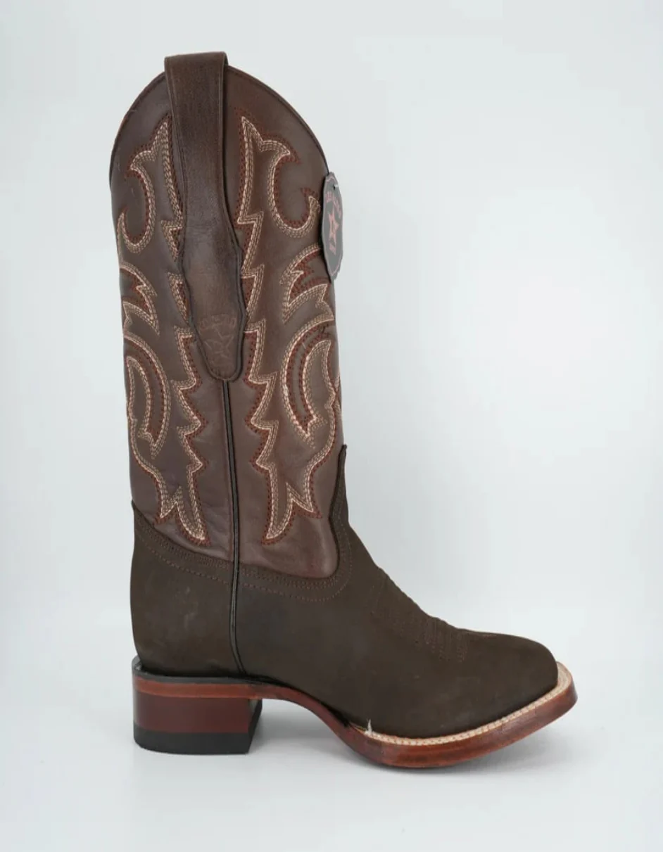 Los Altos Men's Nobuck Dark Tobacco Wide Square Toe Boot - Image 3