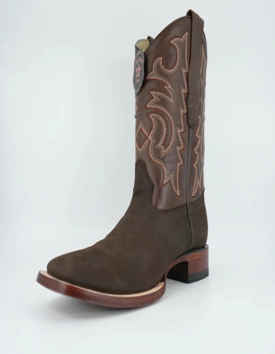 Los Altos Men's Nobuck Dark Tobacco Wide Square Toe Boot - Image 5