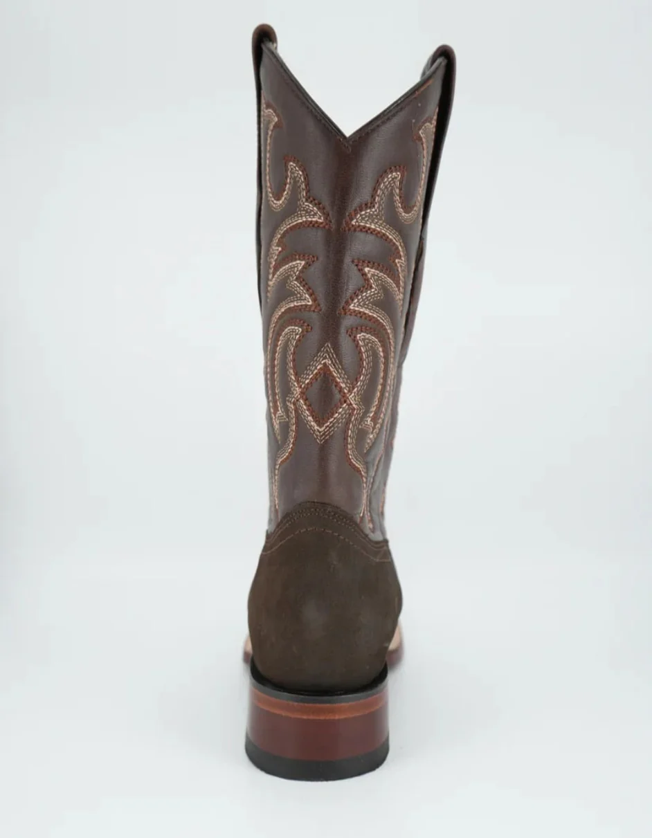 Los Altos Men's Nobuck Dark Tobacco Wide Square Toe Boot - Image 6