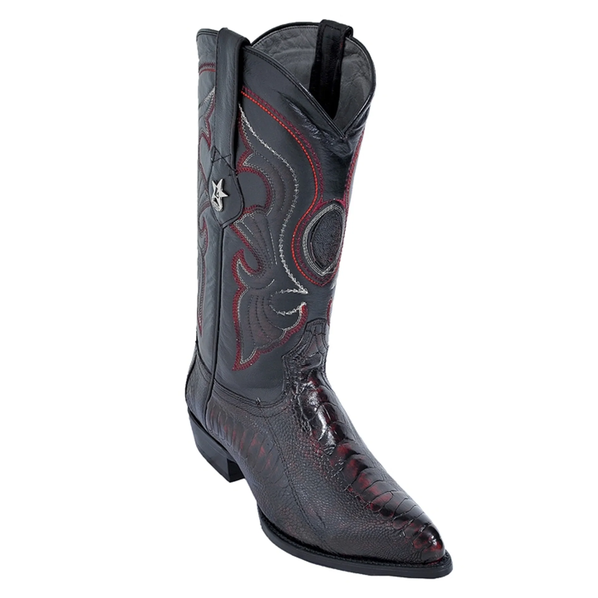 Los Altos Men's Ostrich Black Cherry Leg Boots - Image 10