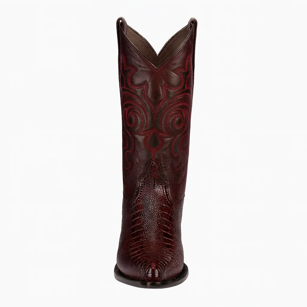 Los Altos Men's Ostrich Black Cherry Leg Boots - Image 4