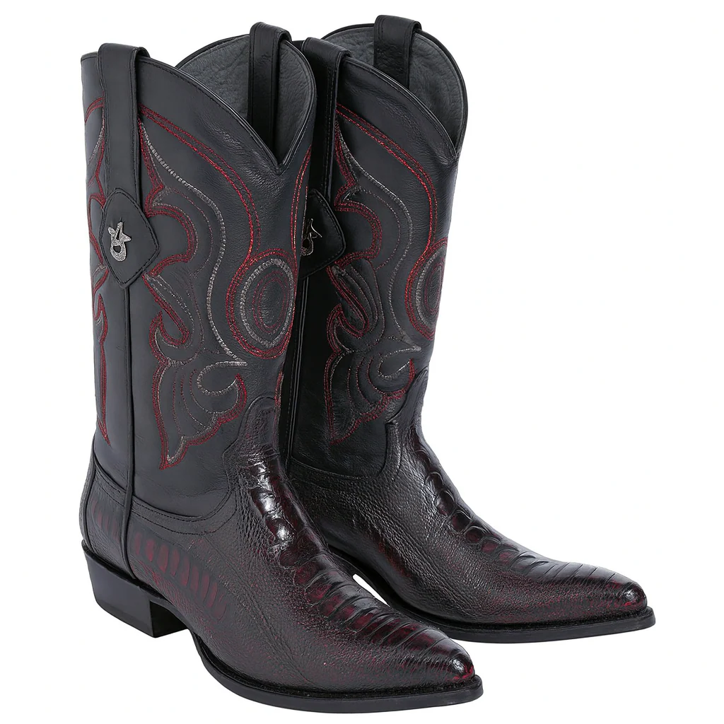 Los Altos Men's Ostrich Black Cherry Leg Boots - Image 5