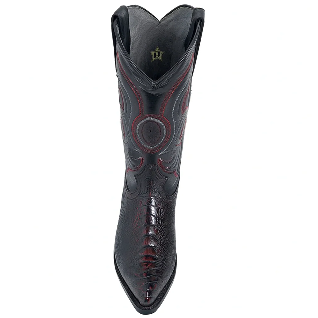 Los Altos Men's Ostrich Black Cherry Leg Boots - Image 7
