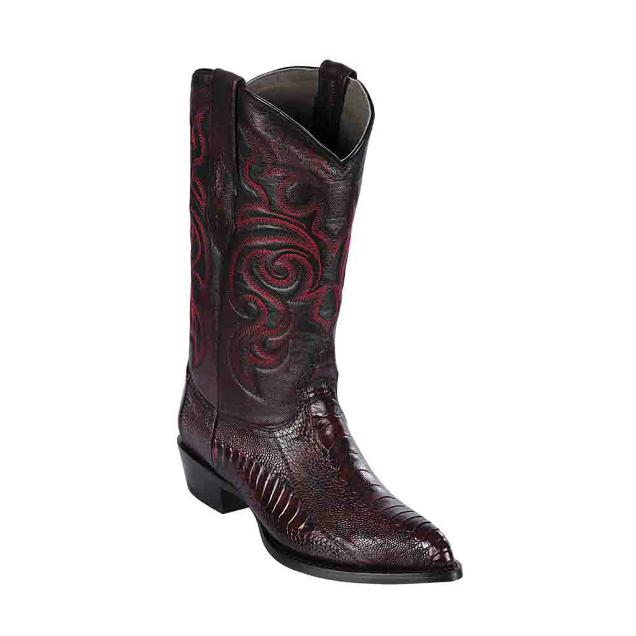 Los Altos Men's Ostrich Black Cherry Leg Boots - Image 9