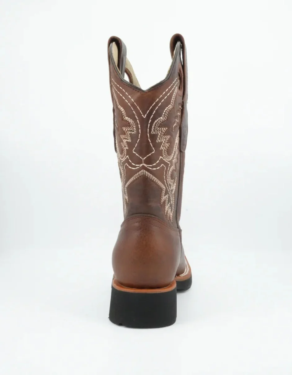 Los Altos Men's Rage Walnut Wide Square Toe Leather Pull Up Tube Boot - Image 6
