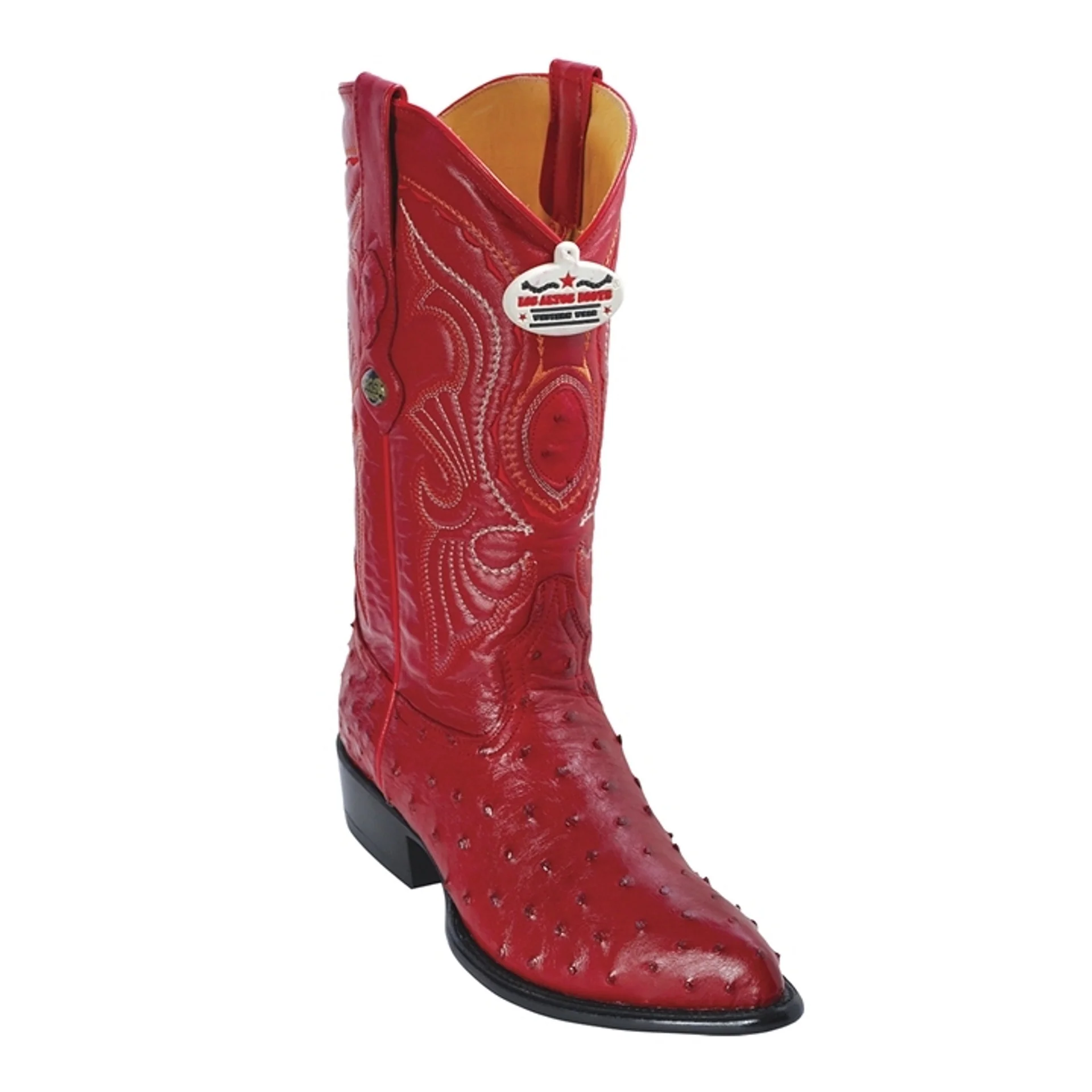 Los Altos Men's Red Full Quill Ostrich Boots - Image 2