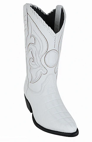Los Altos Men's White Genuine Caiman Tail Boots - Image 8