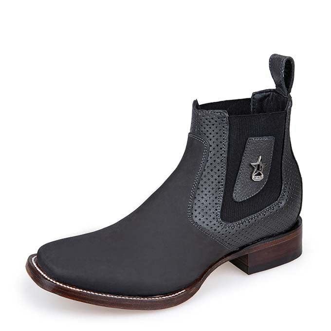 Los Altos Men's Wide Square Toe Suede Leather Short Boots - Gray 82BVI6309 - Image 2