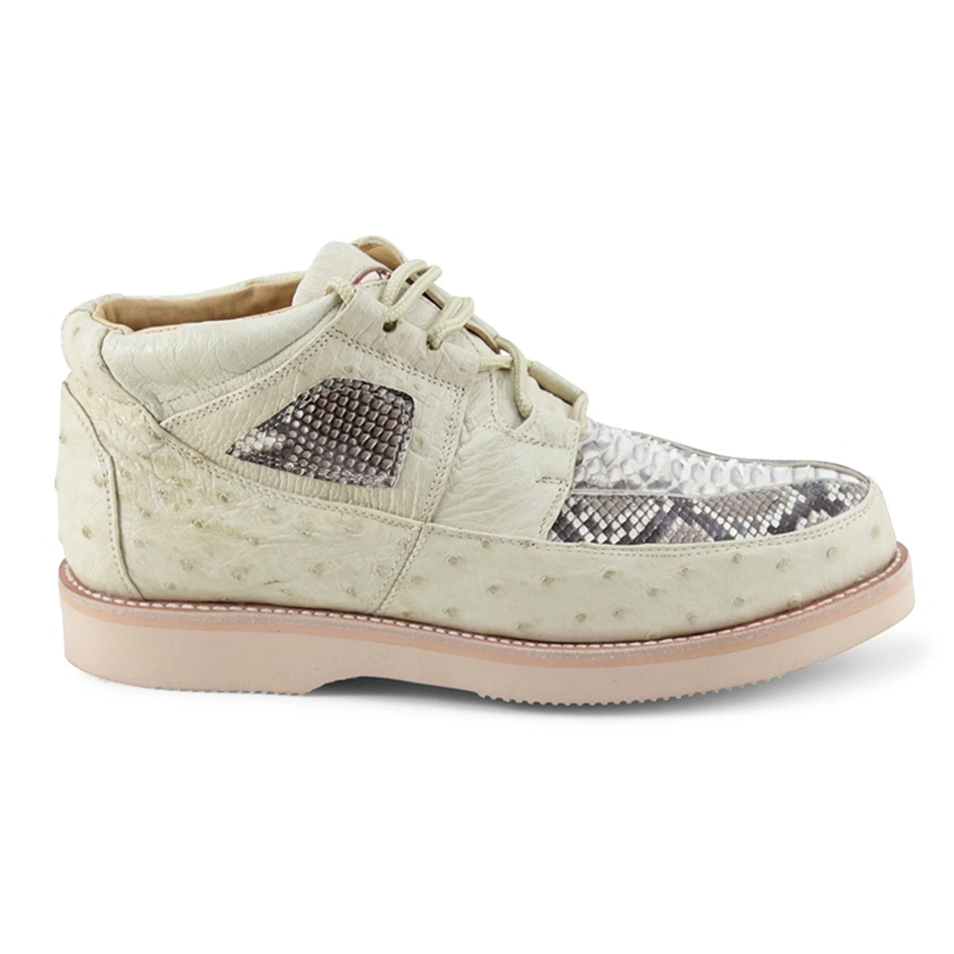 Los Altos Men's Winter White Python And Ostrich Skin Boots - Image 2