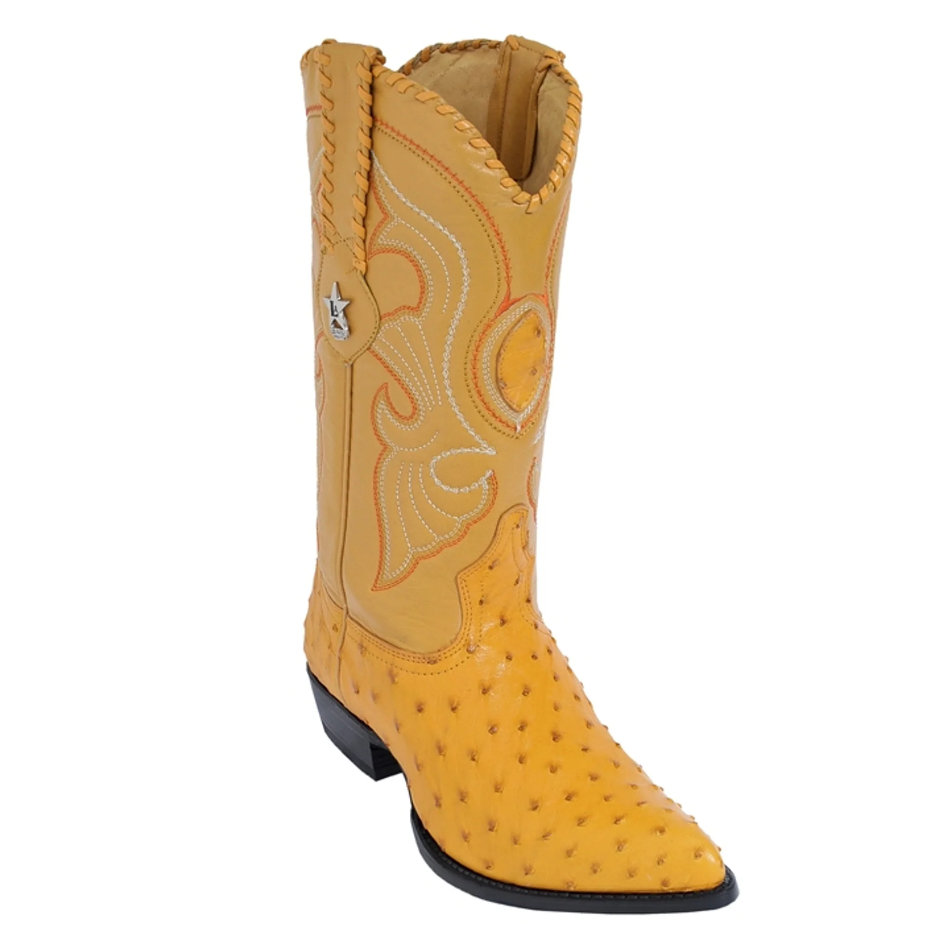 Los Altos Men's Yellow Gold Buttercup Genuine Full Quill Ostrich Boots - Image 2
