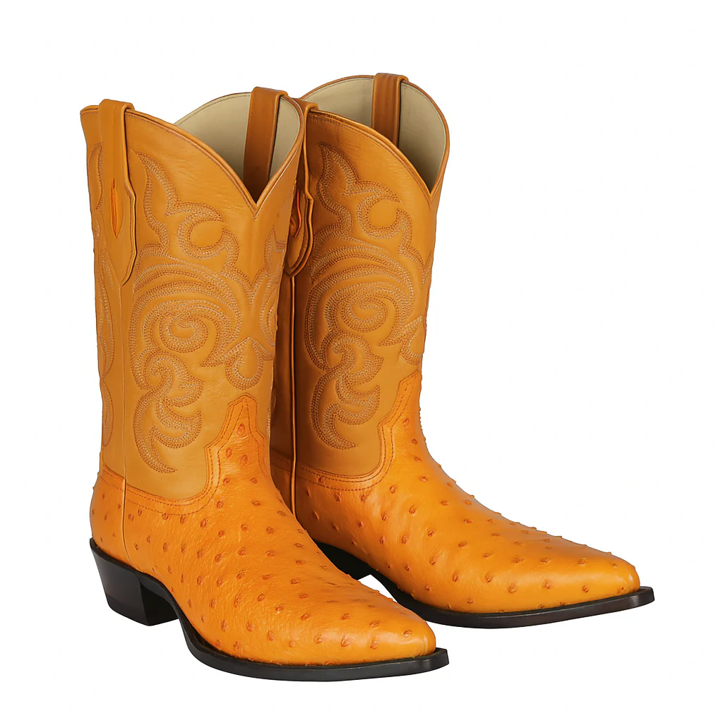 Los Altos Men's Yellow Gold Buttercup Genuine Full Quill Ostrich Boots - Image 6