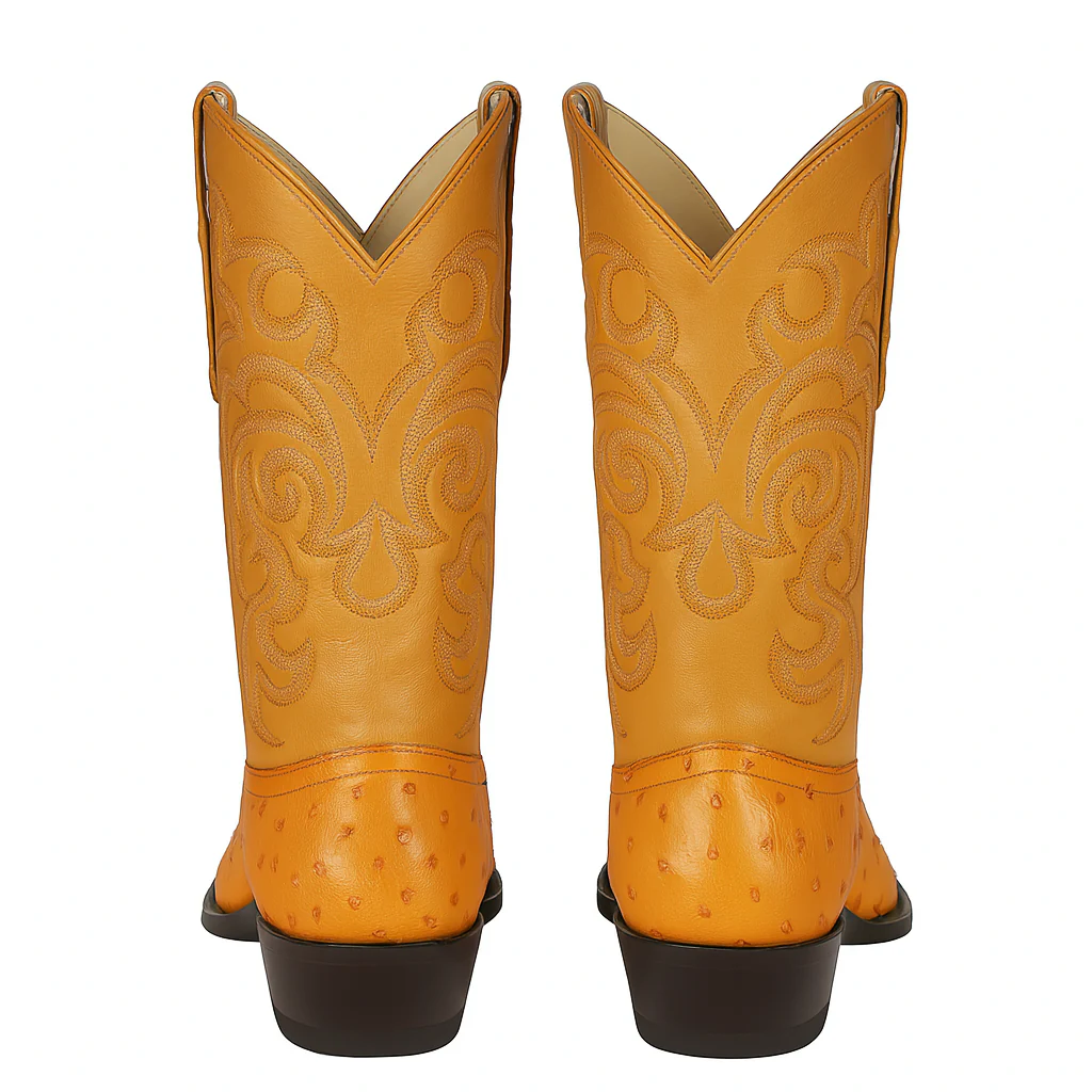 Los Altos Men's Yellow Gold Buttercup Genuine Full Quill Ostrich Boots - Image 7
