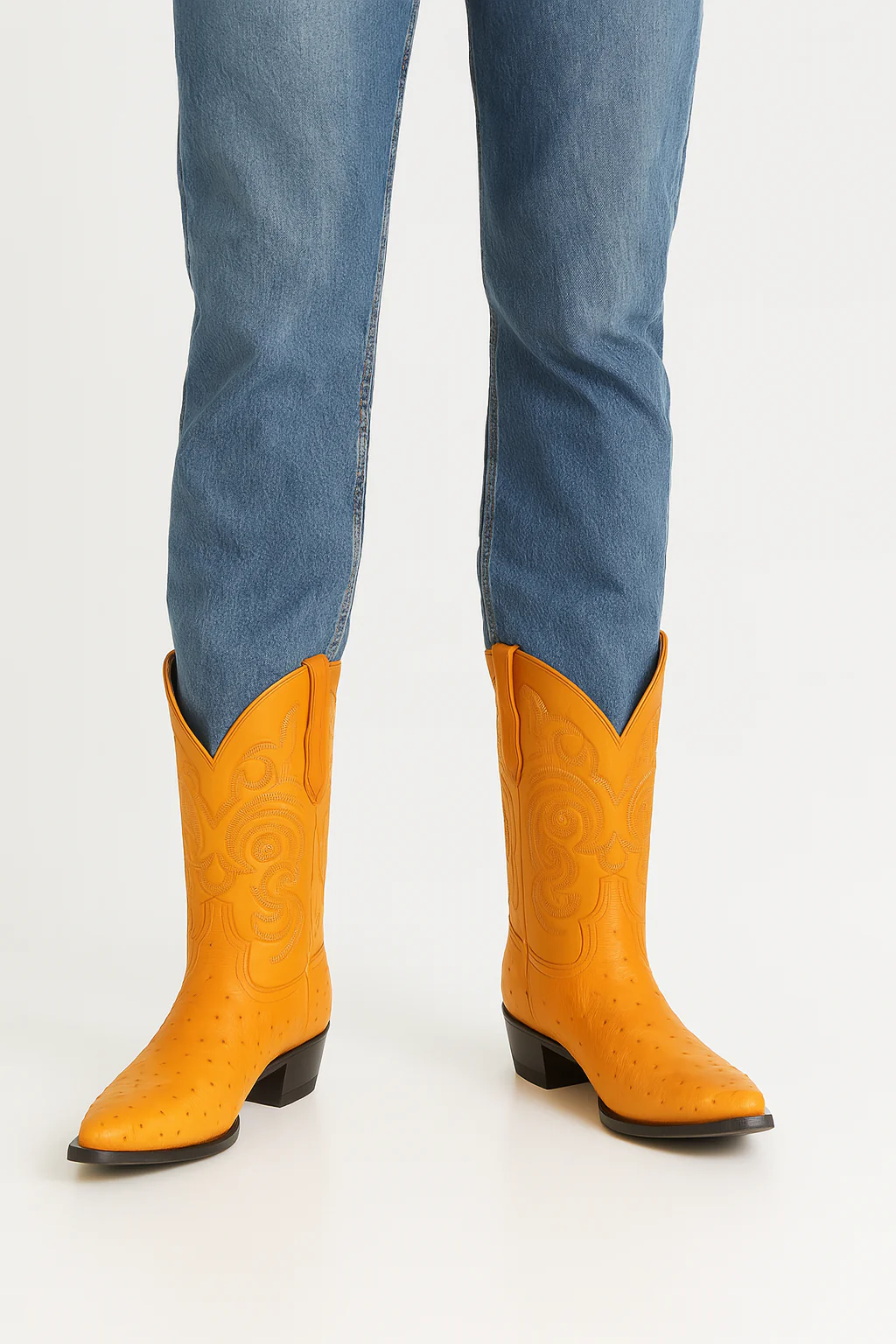 Los Altos Men's Yellow Gold Buttercup Genuine Full Quill Ostrich Boots - Image 8