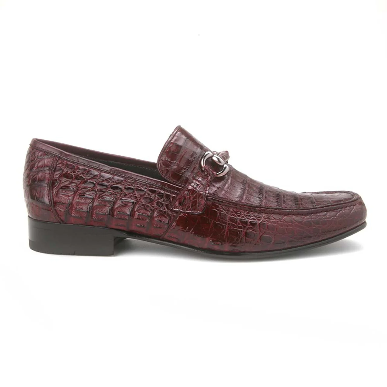 Los Altos Metal Bit Burgundy Crocodile Loafers - Image 2