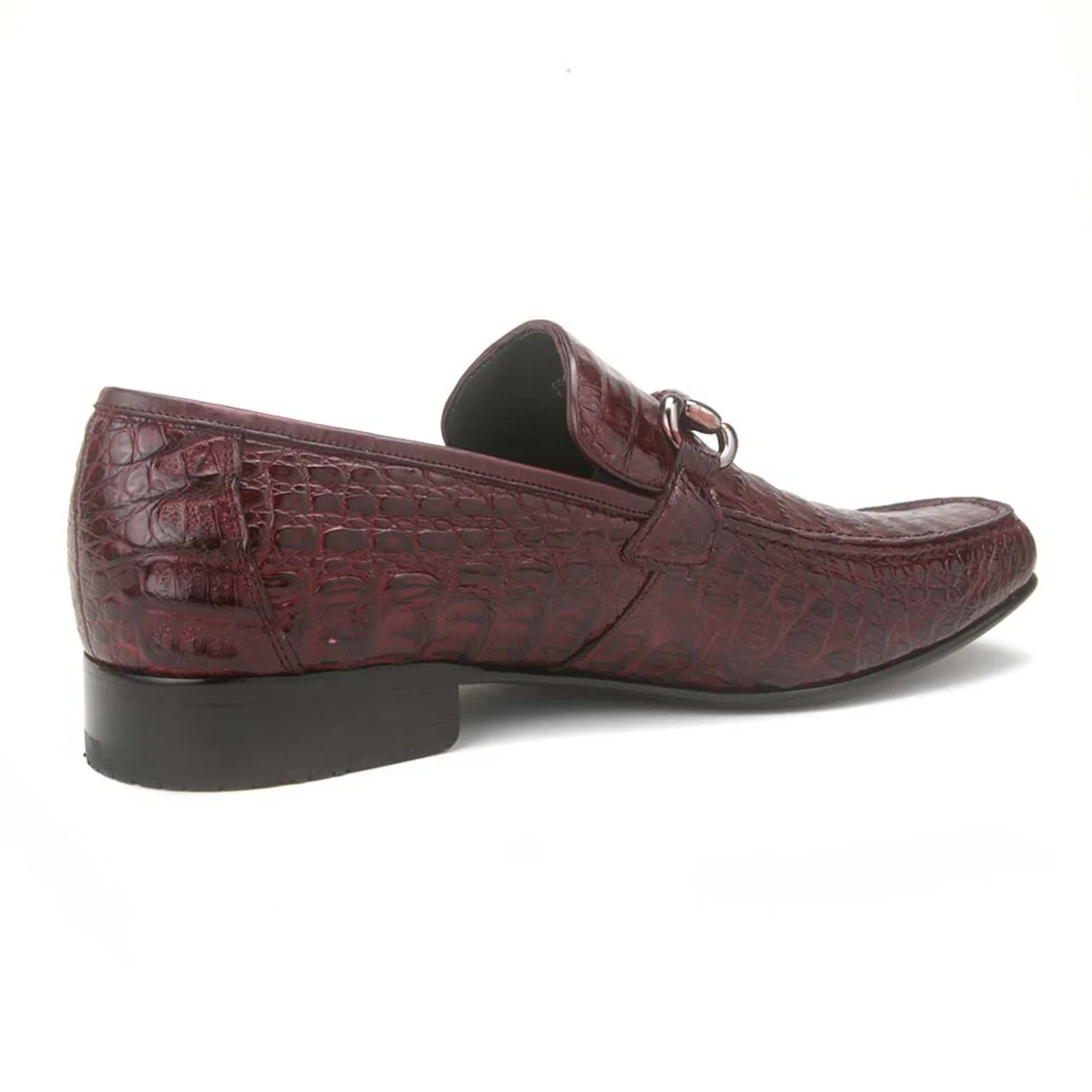 Los Altos Metal Bit Burgundy Crocodile Loafers - Image 4