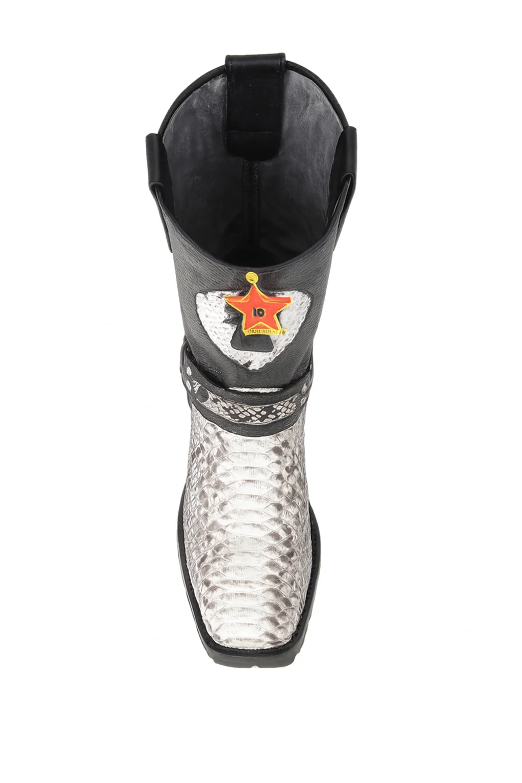 Los Altos Natural Black Python Biker Boots - Image 7