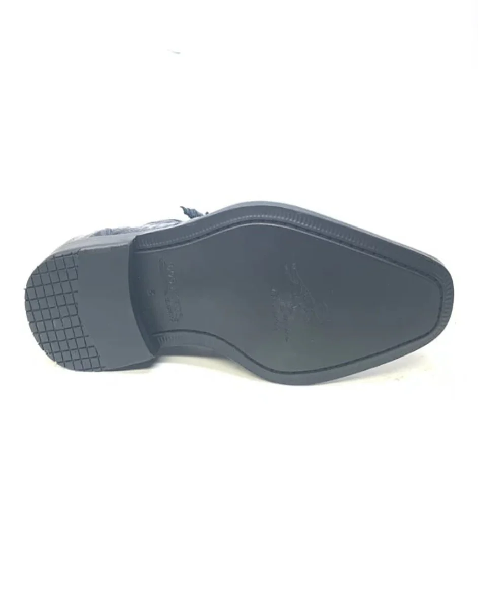 Los Altos Navy All-Over Crocodile Lace Up Dress Shoes - Image 5