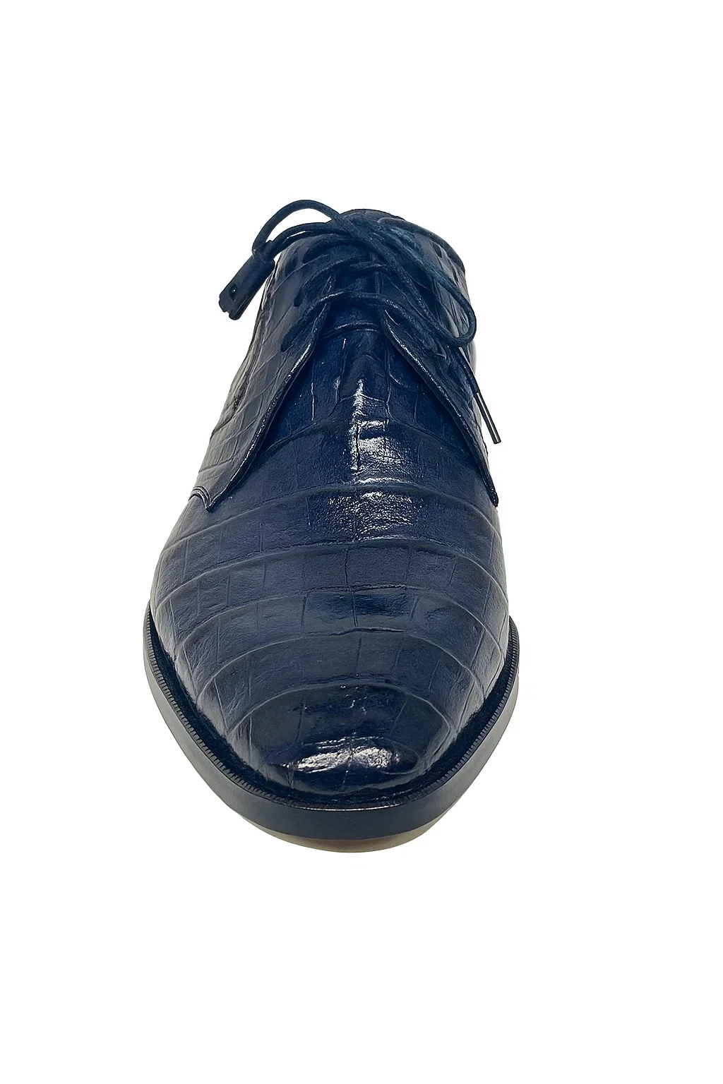 Los Altos Navy All-Over Crocodile Lace Up Dress Shoes - Image 6