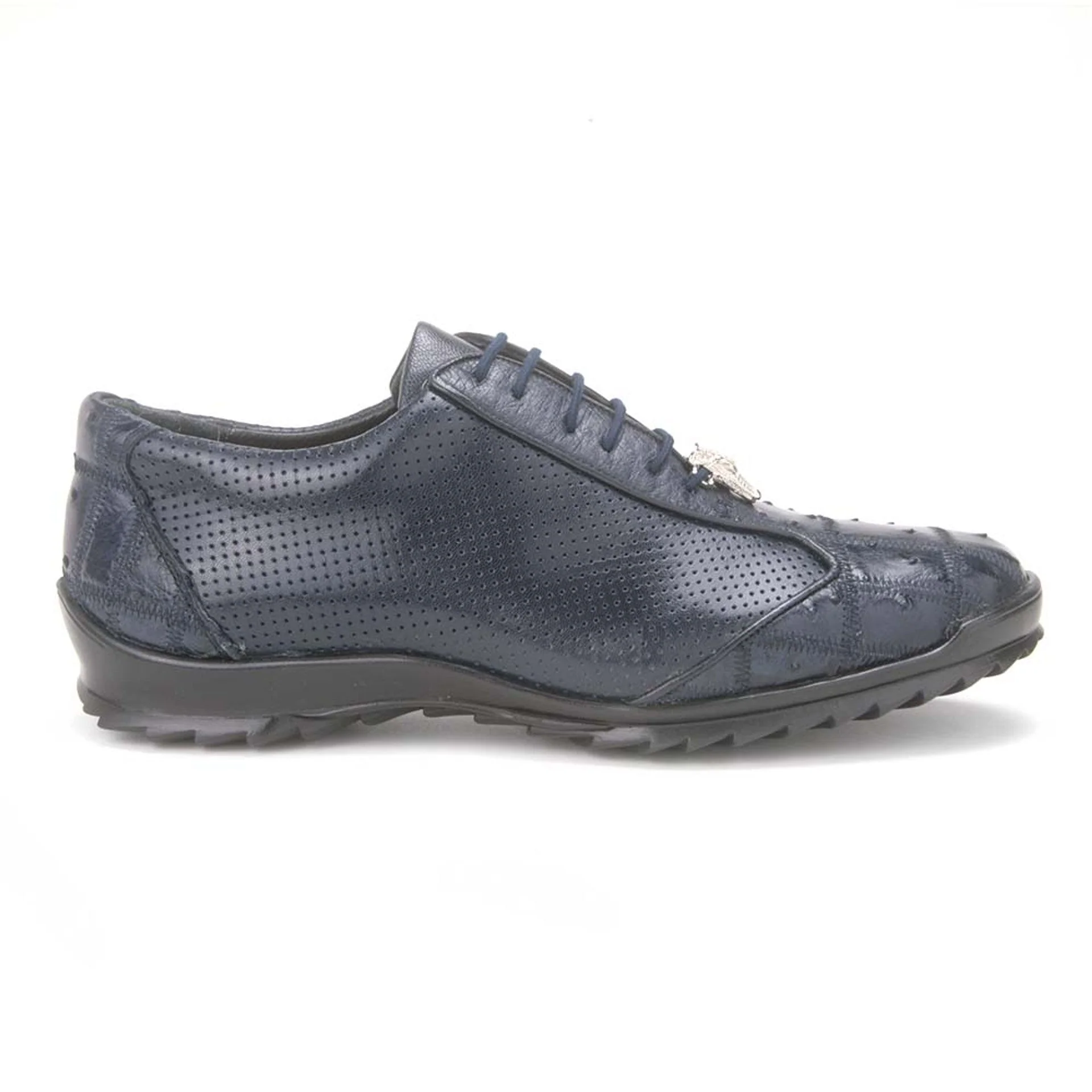 Los Altos Navy Blue Ostrich Patch Work Men's Casual Sneaker - Image 2