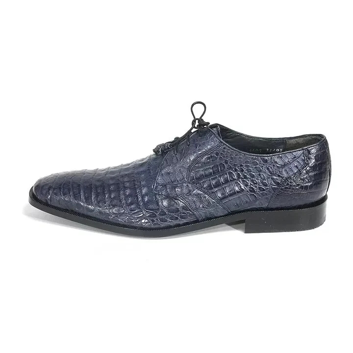Los Altos Navy Genuine Caiman Belly Lace Up - Image 3