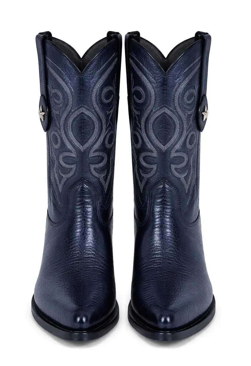 J Toe Cowboy Boots - J Toe Western Boots - Los Altos Navy J-Toe Genuine Teju Lizard - Image 4