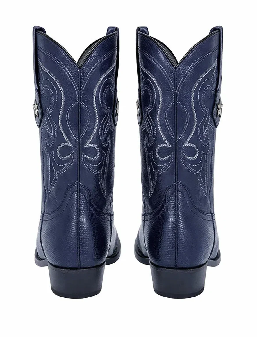 J Toe Cowboy Boots - J Toe Western Boots - Los Altos Navy J-Toe Genuine Teju Lizard - Image 6