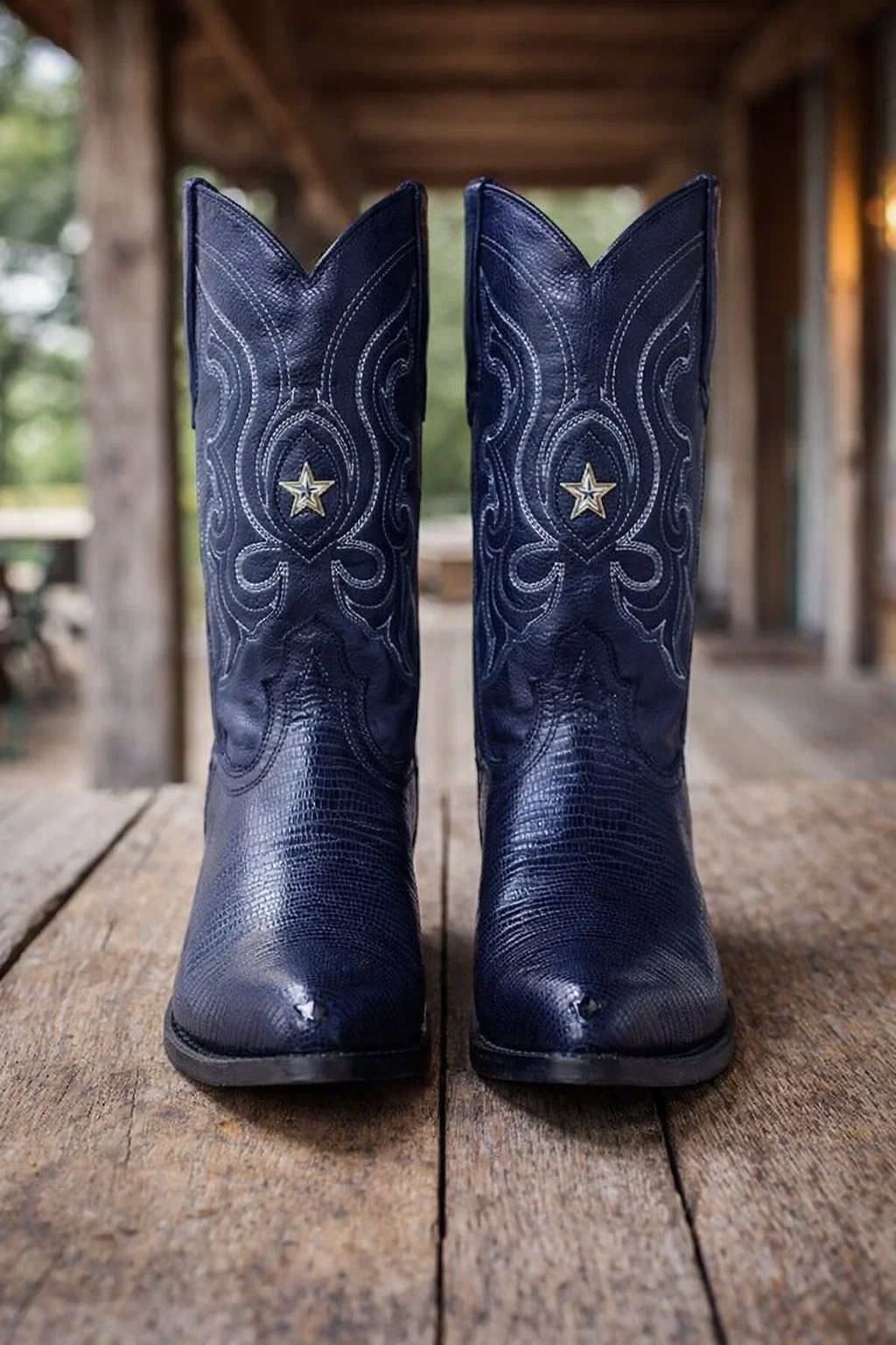 J Toe Cowboy Boots - J Toe Western Boots - Los Altos Navy J-Toe Genuine Teju Lizard - Image 9