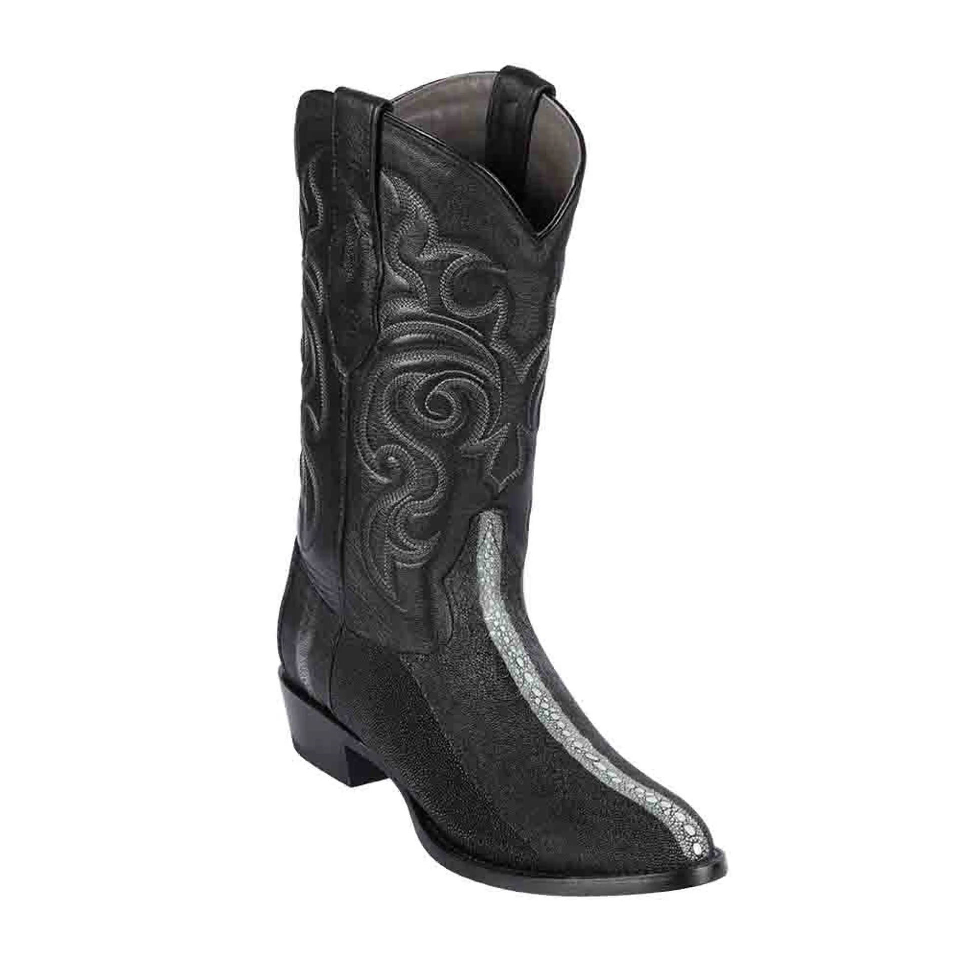 Los Altos Round Toe Men's Black Genuine Rowstone Stingray Boots - Image 2