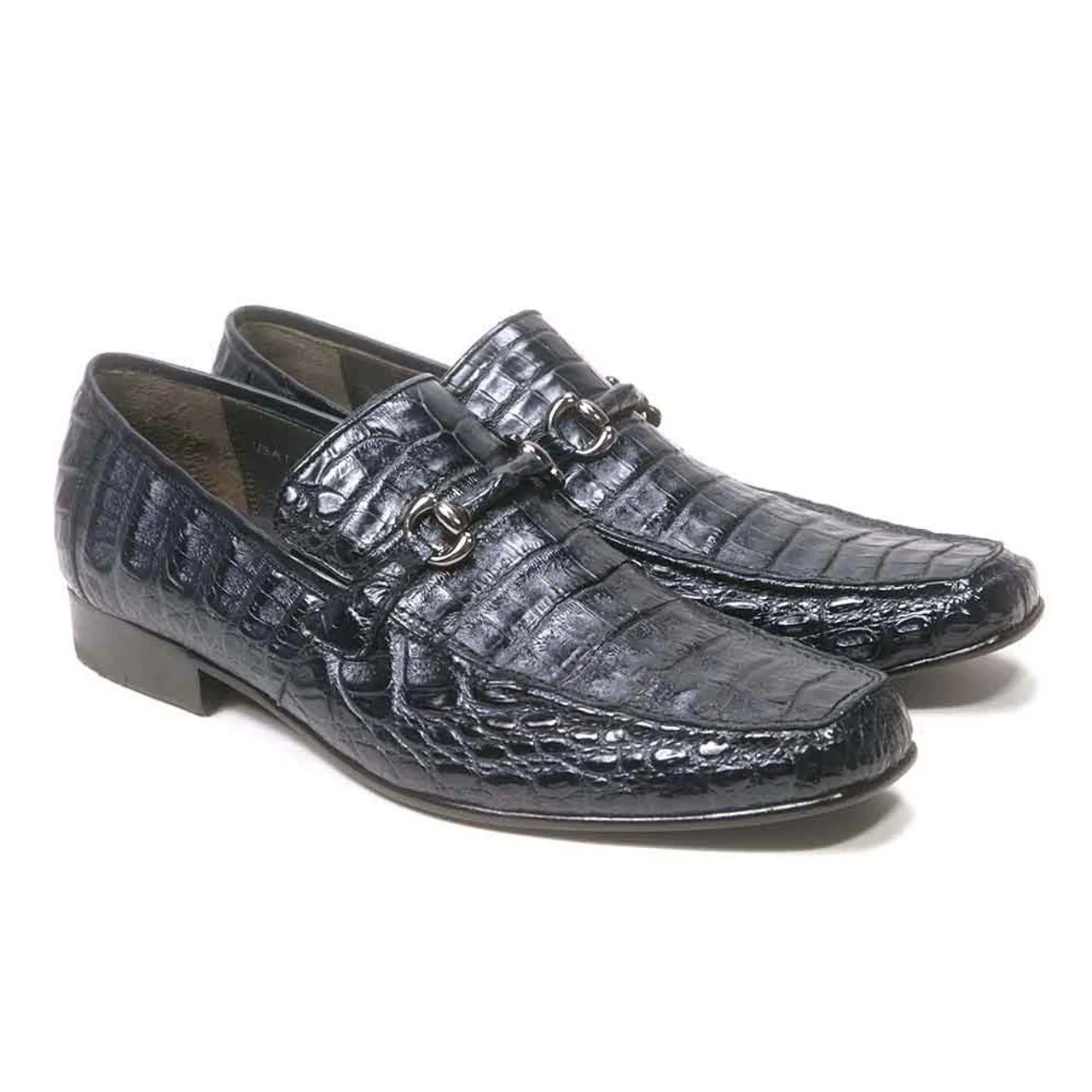 Los Altos Slip-On Navy Genuine Caiman Crocodile Belly Loafers - Image 3