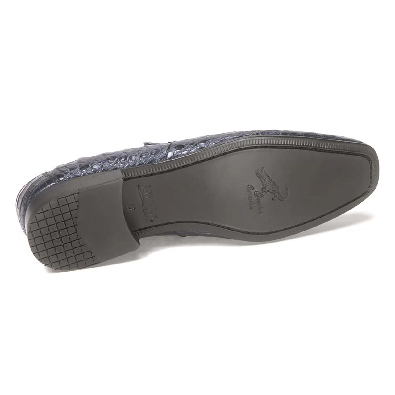 Los Altos Slip-On Navy Genuine Caiman Crocodile Belly Loafers - Image 4