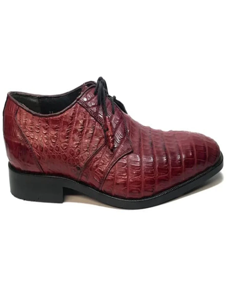 Los Altos Wine Burgundy All-Over Crocodile Lace Up Dress Shoes - Image 2