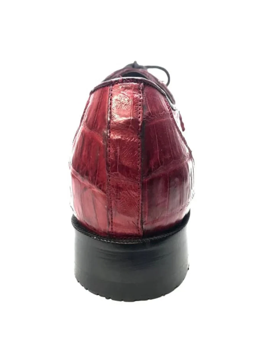 Los Altos Wine Burgundy All-Over Crocodile Lace Up Dress Shoes - Image 5