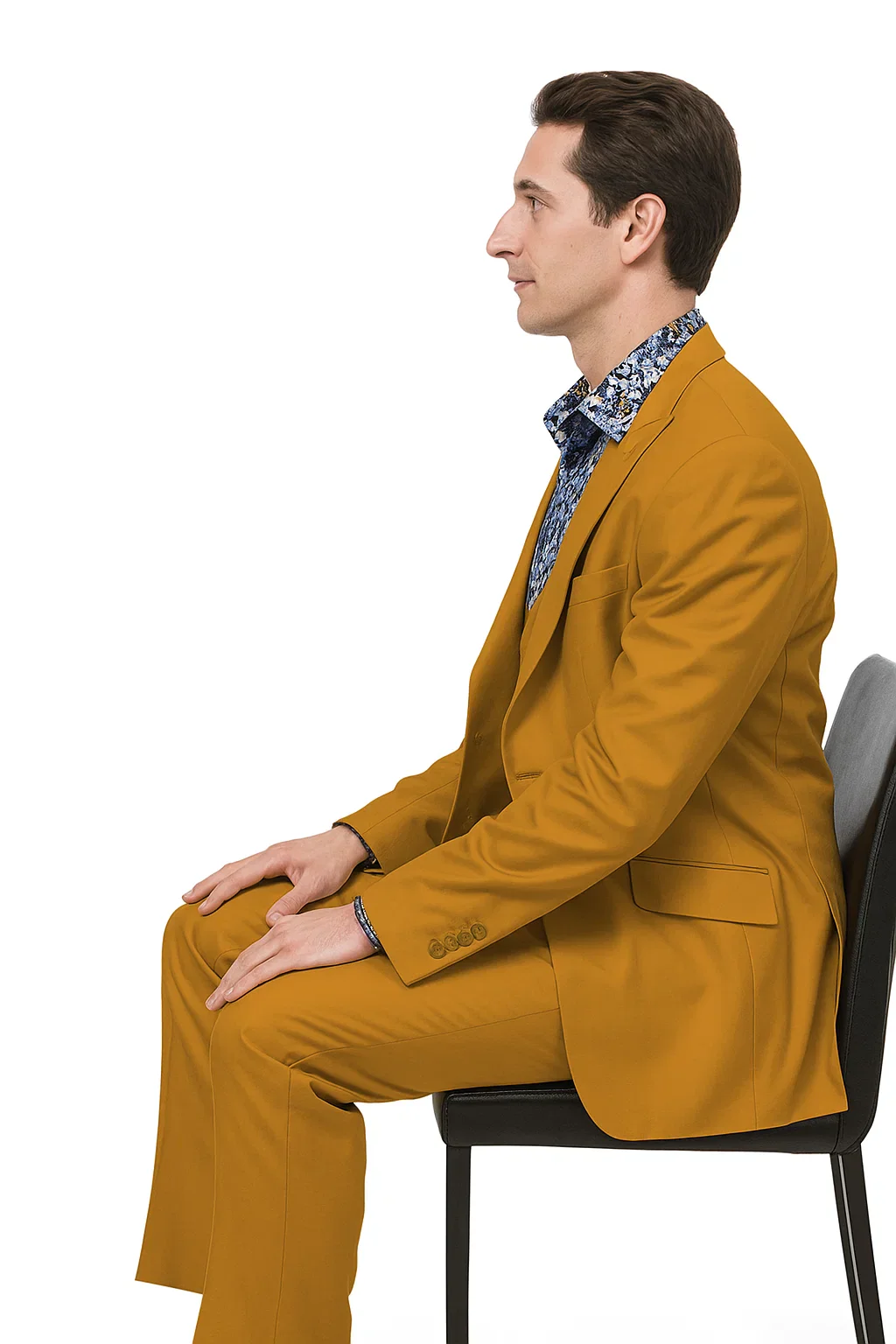 Luxury Gold Suit for Men – Double Breasted Vest & Peak Lapel Design - Image 5