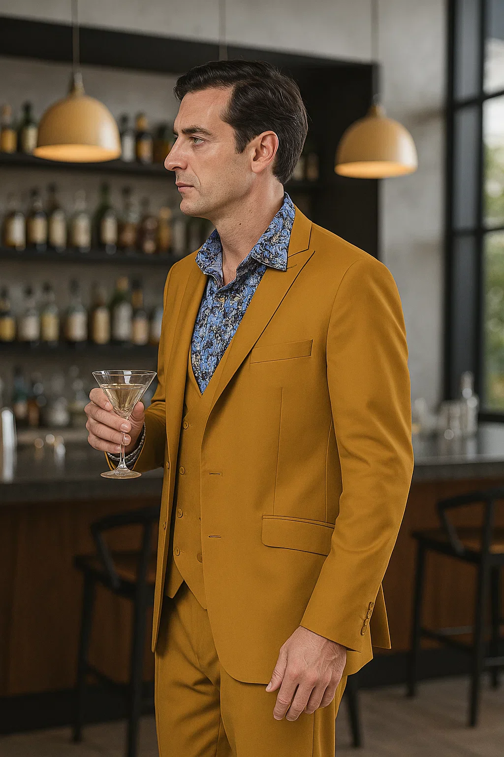 Luxury Gold Suit for Men – Double Breasted Vest & Peak Lapel Design - Image 7