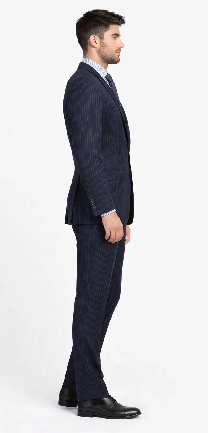 Tiglio Black, Gray, Navy Blue Stripe Two-button Wool Suit 3 Fabrics - Image 5