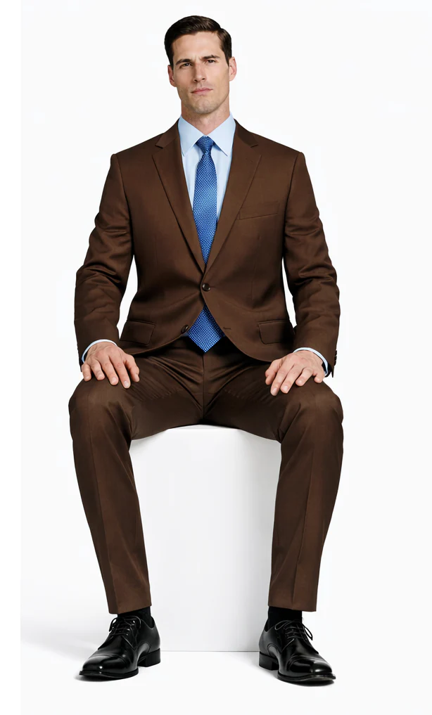 Tiglio Brown Two-Button Wool Suit - Image 4