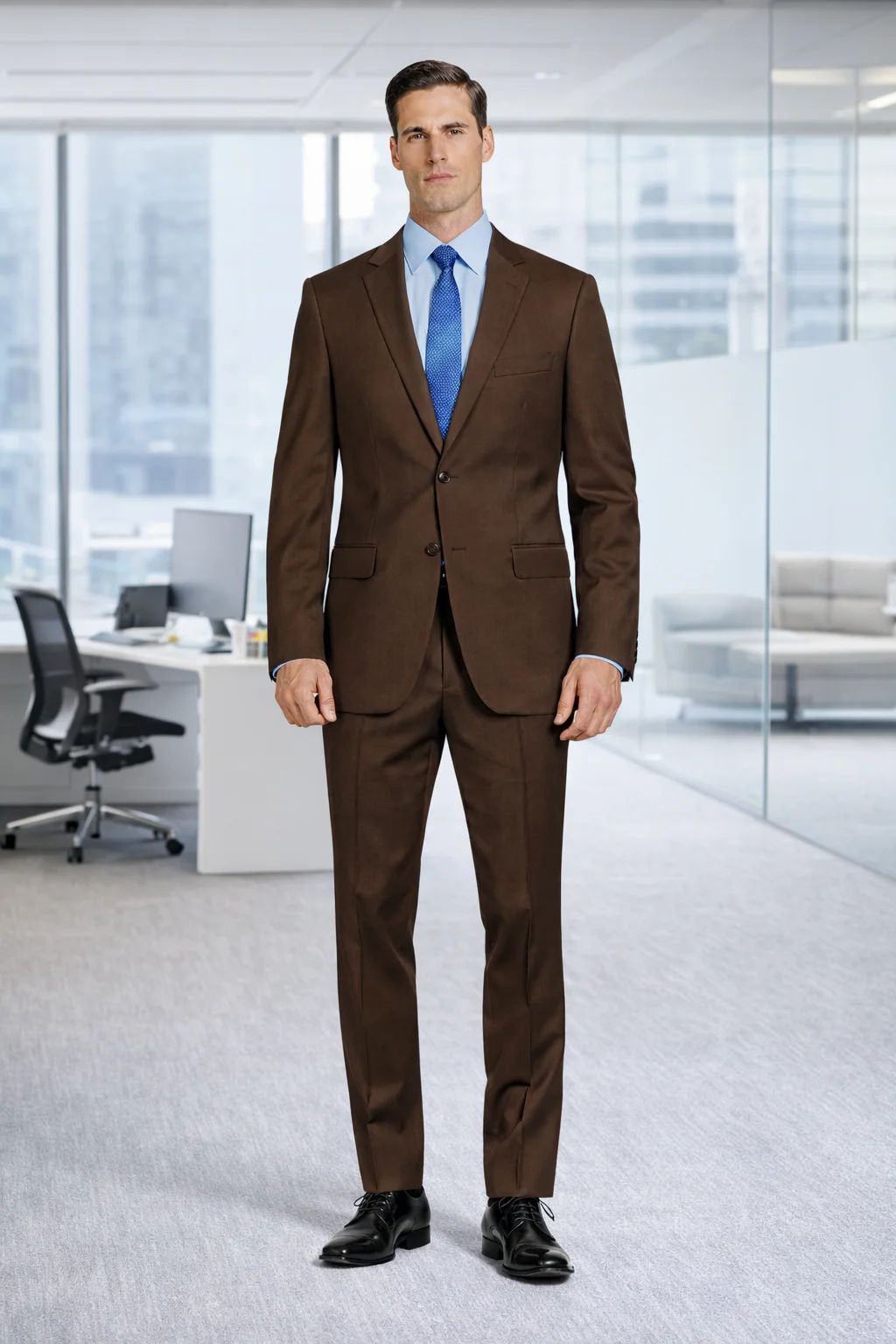 Tiglio Brown Two-Button Wool Suit - Image 5